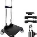 Backpack Trolley Wheeled Cart-Backpack Hand Truck with Luggage Strap,Aluminium Alloy Folding Trolley Cart for Bags Backpack Travel Luggage Cart (4 Wheels)