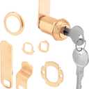 Prime-Line U 9946 Drawer and Cabinet Lock Secure Important Files and Drawers, 1-1/8 in., Diecast Housing with Brass Finish, Fits on 13/16 in. Max Panel Thickness (1 Kit)