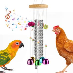 1PCS Colorful Chicken Tool for Coop, Multicolor Budgie Wind Chime Enrichment Tool, Art Hanging Decoration for Bird/Hanging Bell Parrot Roosters, Home Garden Musical Coop Accessories for Hens, Chicks