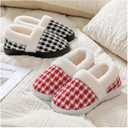 2 x UBFEN Womens Mens Slippers Memory Foam Comfort Fuzzy Plush Lining Slip On House Shoes (Black)