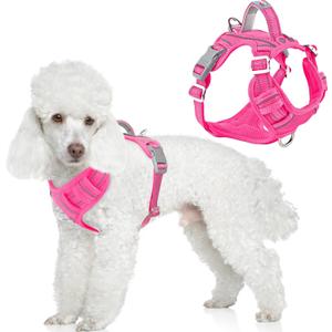 BARKBAY Dog Harness No Pull with ID Tag Pocket - Heavy Duty, Reflective, Easy Control for Large Dogs, Pink X-Small (Chest:15.5-19.5)