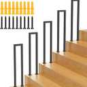 U-Shaped Staircase Handrails,Indoor Outdoor Iron Matte Black Stair Handrail,Floor Mounted Industrial Hand Rail,Non-Slip Support Bar Porch Deck Loft Corridor Stair Rail for Elderly & Children(90cm/3FT) (35.5in)