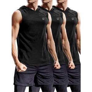 NELEUS Dry Fit Workout Athletic Muscle Tank Top Running Shirts with Hoods (XX-Large, 5036# 3 Pack:black)
