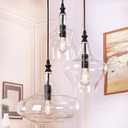 TOCHIC Glass Pendant Chandelier for Dining Room, Hanging Modern Cluster Globe Pendant Lighting Bedroom, 3 Lights Barn Ceiling Kitchen Island Light for Foyer,Hallway