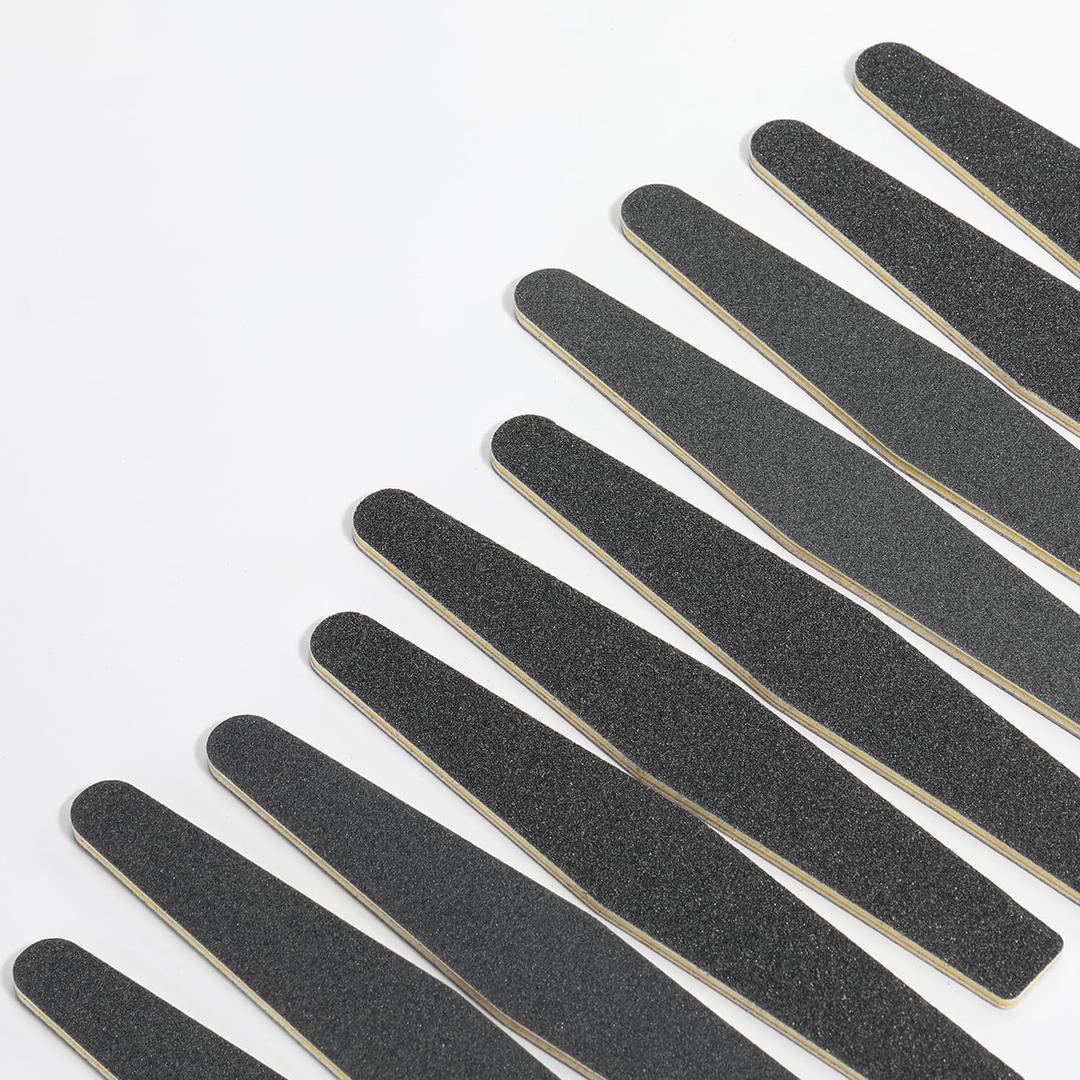 Professional 10 PCS Nail Files - Double Sided Emery Boards 100/180 Grit, Reusable Buffers for Natural and Acrylic Nails, Manicure Pedicure Tools, Black