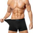 Casey Kevin Mens Boxer Briefs Soft Cotton Underwear Moisture-Wicking Breathable Trunks Tagless Underpants for Men Pack (Black, L)