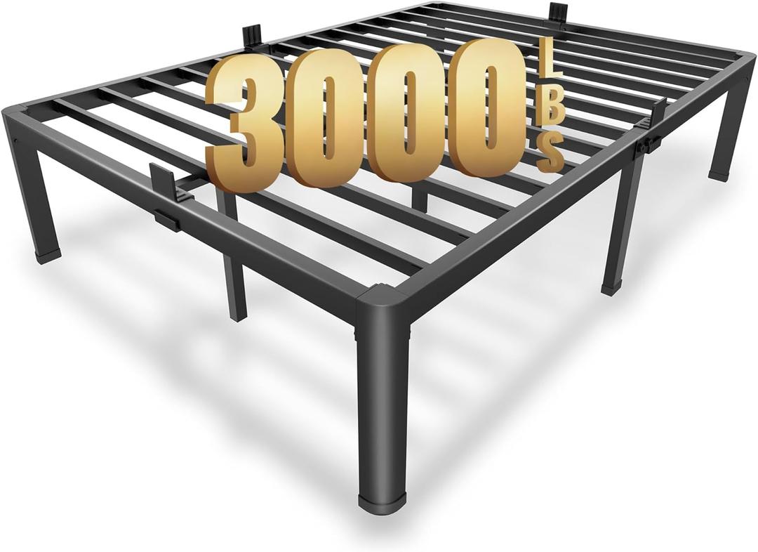 MAF 14 Inch Full Size Metal Platform Bed Frame with Round Corner Legs, 3000 LBS Heavy Duty Steel Slats Support, Noise Free, No Box Spring Needed, Easy Assembly (Full)