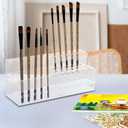 Acrylic Pen Holder, 48-Slots Pen Display Stand 2 Tier Pencil Display Desk Stand Clear Eyebrow Pen Stand Makeup Brush Rack Organizer for Home Office Desk School Supplies