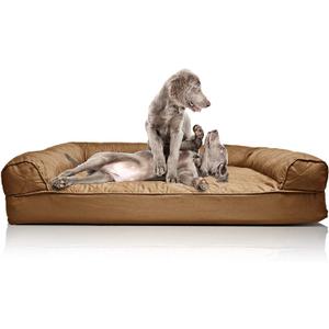 Furhaven Orthopedic Dog Bed for Large Dogs w/ Removable Bolsters & Washable Cover, For Dogs Up to 95 lbs - Quilted Sofa - Toasted Brown, Jumbo/XL