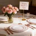 WDF 300 Pieces Rose Gold Plastic Silverware- Disposable Flatware Set - Heavy Duty Plastic Cutlery Includes 100 Forks, 100 Spoons, 100 Knives Perfect for Wedding/Party/Birthday/Mother's Day