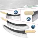 Carbon Steel 50cm Clever Chef Knife, Kebap Blade, Turkish Knife, Mincing Knife and 2 pcs. Skewers, Large 19.7 in
