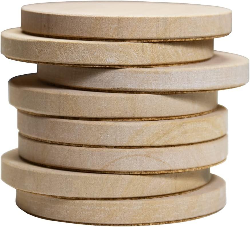 8 Pack Natural Sandstone Water Absorbent Hand Crafted Round Coasters Bulk, MONKEY SUN 4 x 4 Inches Stone Coasters for Drink Bar Kitchen Home, Used for DIY and Carving, Set of 8