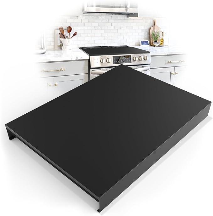 Stainless Steel Gas Stove Top Cover, Multi-functional Noodle Board, Cooktop Cover for Expanding Kitchen Space, Robust and Durable, 30"x 22"x2.7", Black