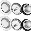 Kitchen Sink Drain Strainer 6 Pack Stainless Steel Sink Stopper, Anti-Clogging Kitchen Sink Drain Basket for Kitchen Sink Strainer Replacement Set (Silver)