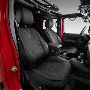 OASIS AUTO Custom Fit Seat Covers for 2007-2017 Wrangler JK 4-Door, Waterproof Faux Leather Seat Protector Cushion Unlimited X Rubicon Sahara (Full Set, Black)