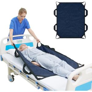 Bed Positioning Pad with Reinforced Handles, 45" X 36" Multipurpose Waterproof Transfer Sheet for Turning, Lifting & Sliding, Reusable Washable Patient Positioning Sheet for Bedridden, Caregiver, Dark