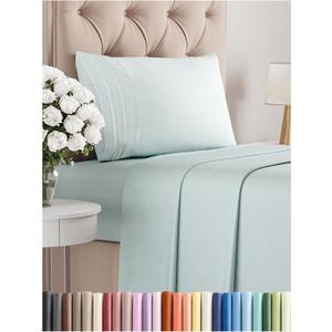 Twin Size 3 Piece Sheet Set - Comfy Breathable & Cooling Bed Sheets Set - Hotel Luxury Bedding for Women, Men, Kids, Teens, Boys & Girls - Deep Pockets, Ultra-Soft, Wrinkle Free - Oeko-Tex - Ice Blue