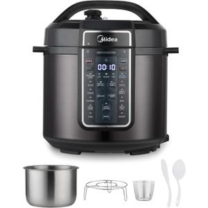 Midea 12-in-1 Electric Pressure Cooker, 6 Quarts, 12 Presets, Multi-Functional Programmable Slow Cooker, Rice Cooker, Steamer, Saut Pan, Yogurt Maker, and More, Stainless Steel (Black)