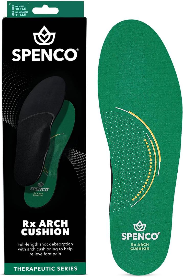 Spenco RX Arch Cushion Full Length Comfort Support Shoe Insoles, Women's 9-10.5/Men's 8-9.5