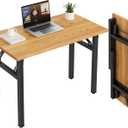 Need Small Folding Computer Desk, 35.8 Inch Writing Table, Teak & Black