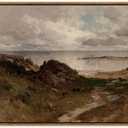 InSimSea Framed Canvas Wall Art Vintage Decor, Seaside Path Wilderness Landscape Paintings Artwork, Large Prints, Vintage Hanging Wall Decorations for Living Room Bedroom Bathroom, 20"x30" (Massachusetts Coast)