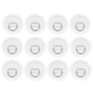 PATIKIL 3.1" Paddle Board D Rings, 12 Pcs Stainless Steel D-Ring PVC Patch Pad No Glue Include for Raft Kayak Inflatable Boat Surfboard, White