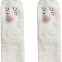 LOUIE SILNA Plush Socks Jumping Funny Bunny for Women Girls, Cosplay Christmas Party Holiday Hat (White 1Pairs)