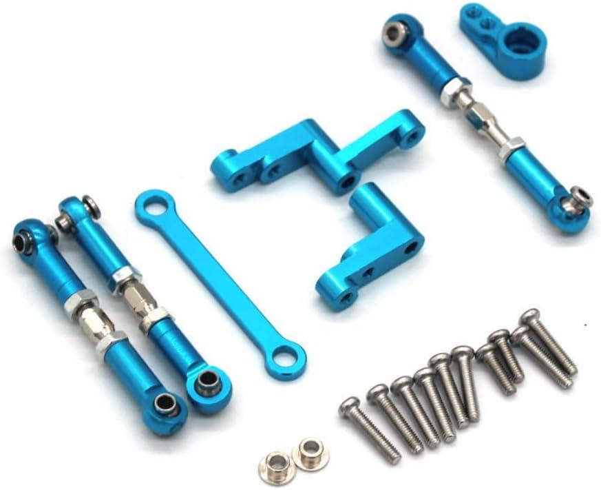 Steering Assembly, Tie Rod, Servo Arm Kit, Metal Upgrade Spare Parts Accessories for Hyper Go H16BM H16GT H16DR H16PL MJX 16207 16208 16209 16210 H16 1/16 Model RC Car (Blue)