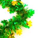 33FT Glitter St.Patrick's Day Tinsel Garland Decorations Green & Gold Shamrock Clover Metallic Twist Shamrock Garland for Irish Festival Party Tree Mantle Office Parade Floats Ornaments