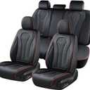 Coverado Car Seat Covers Full Set, Black Seat Covers, Waterproof Car Seat Cover, Car Seat Cushion, Car Seat Covers Front Seats Back Seat Covers, Car Seat Protector Universal Fit Most Cars Red Line