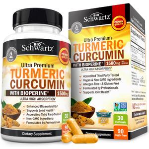 Turmeric Curcumin with Black Pepper Extract 1500mg - High Absorption Ultra Potent Turmeric Supplement with 95% Curcuminoids and BioPerine - Non GMO Tumeric Capsules for Joint Support - 90 Capsules