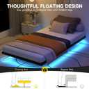Floating Bed Frame Twin Size with LED Lights and Charging Station, Metal Platform Bed, Easy Assembly No Box Spring Needed
