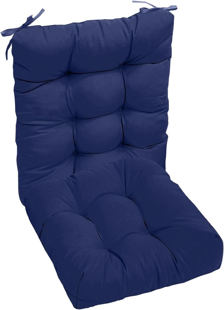 iMounTEK 2 Pieces Chaise Lounge Cushion Recliner Rocking Chair Pad Sofa Mat Rocking Chair Cushion Pad Back Seat Sets with Non-Slip Ties Comfortable Soft Patio for Indoor Outdoor (Medium, Navy Blue)