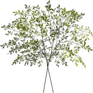 2Pcs Artificial Greenery Stems, 43.7" Nandina Branches Tall Faux Plant Stems for Vase, Greenery Decor Stems Leaves Bunches for Shop Garden Office Home Dcor (Green2)