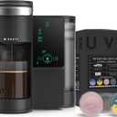 BRUVI Single-Serve Coffee Maker Bundle | Brews Coffee, Espresso, Cold Brew, Matcha Green Tea & More | Includes Brewer + 20 Dark Roast Pods | Touchscreen, WiFi, 70 oz Tank | Black
