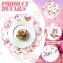 100 Pcs Cowgirl Party Paper Placemats 13.5 Inch Scalloped Pink Bow Paper Placemat Disposable Coquette Decorative Table Mat for Western Themed Birthday Bachelor Baby Shower Wedding Decoration
