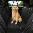 Dog Car Seat Cover for Back Seat with Visual Mesh Window - 100% Waterproof & Scratchproof 600D Oxford Dog Hammock for Car, Truck, SUV - Non-Slip Pet Seat Cover with Side Flaps, Universal Fit (Standard 54" W, Black)