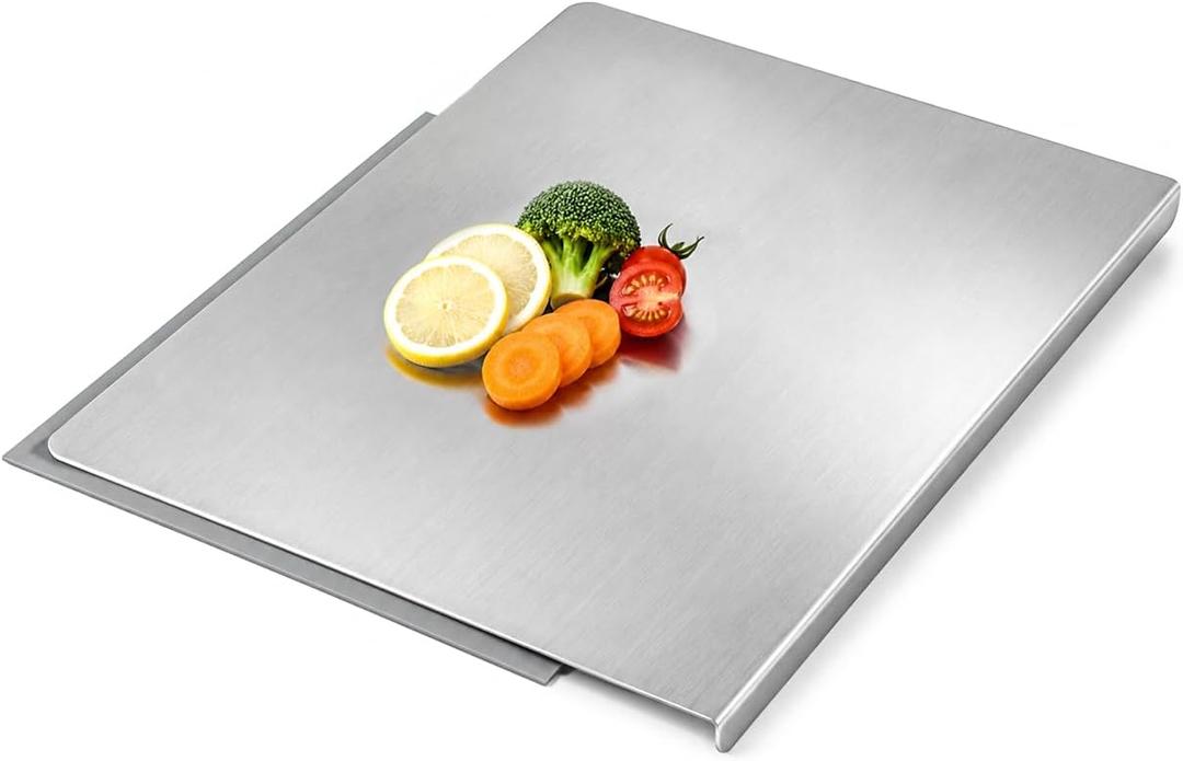 100% Pure Titanium Cutting Board with Counter Lip Set,Large Titanium Cutting Boards For Kitchen with Anti-slip Mat, Tabla De Cortar Picar De Titanio Para Cocina Dishwasher Safe, 15.7"L x 23.6"W