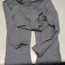 OQQ Women Jumpsuits Long Sleeve Deep V Neck Ruched Flared Jumpsuit Dark Grey, S