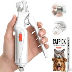 CATPICK 2-in-1 Cat Nail Clippers & Dog Nail Clippers Trimmers for Large Medium Small Dogs Cats Claw Trimmer Quick Sensor and Safety Guard USB Rechargeable with 2 LED Lights Dogs Nail Trimmer