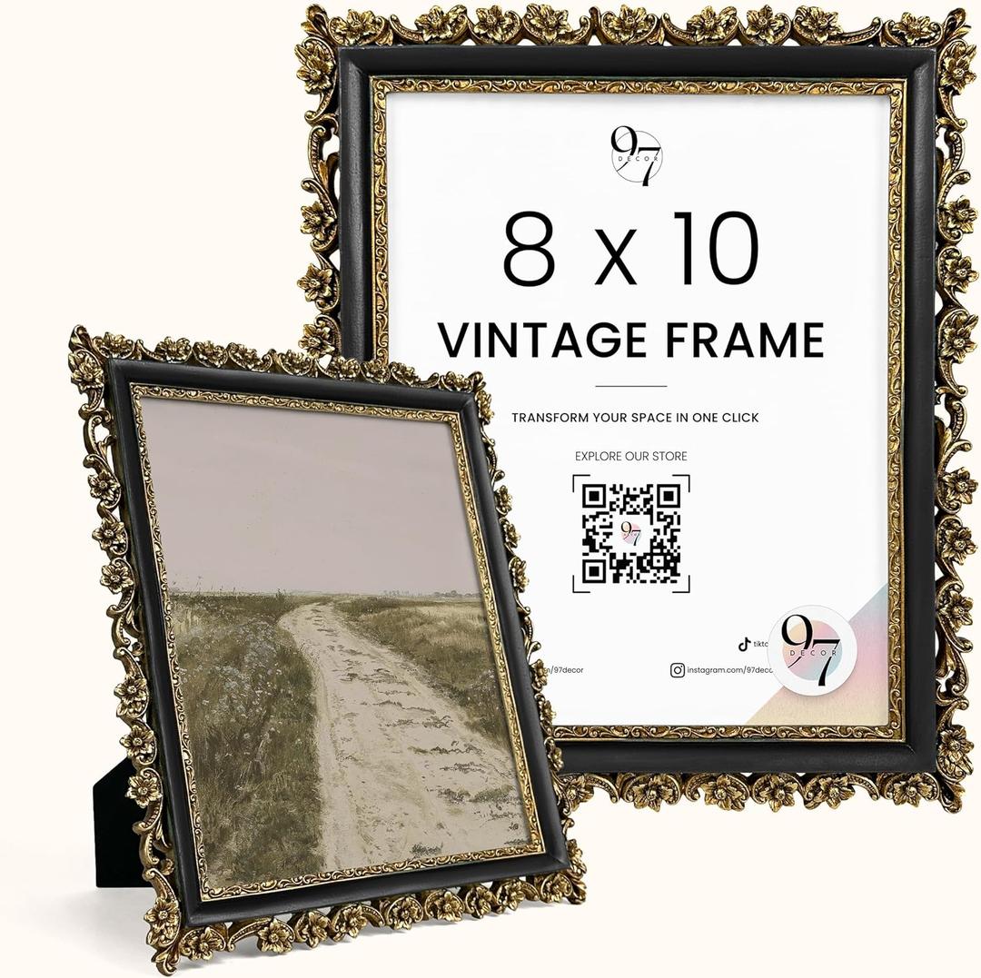 97 Decor Black And Gold Picture Frame 8x10 - Black Vintage Picture Frames 8x10, Elegant 8 X10 Ornate Frame, Fancy Antique Frames 8 X 10 For Wall Hanging Antique Home Decor
