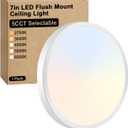 Brightever LED Flush Mount Ceiling Light, 7 Inch 12W Ultra Slim 0.67 Inch Kitchen Lighting Fixture, 1200LM 120W Equivalent, 2700K-6500K Color Adjustable, Dimmable Light Fixture Ceiling Mount, 1 Pack (5CCT-White)