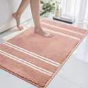 Tyrot Bathroom Rugs Non Slip Washable 24x17, Ultra Soft Super Absorbent Bath Rugs for Bathroom Floor, Shaggy Chenille Bath Rug, Microfiber Plush Quick Dry Bath Mat for Bathtub, Sink and Shower, Coral