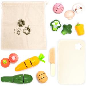 UMU Cutting Vegetable Set - Wooden Play Food Kitchen Accessory, Multi - Pretend Play Accessories, Wooden Cutting Fruit Toys for Toddlers and Kids Ages 3+