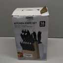 Kitchen Knife Set, 15Pcs Chef Knife Set with Block and Sharpener, High Carbon Stainless Steel Ultra Sharp Knives for Kitchen includes 6 Steak Knives, Anti-slip Handle, Black