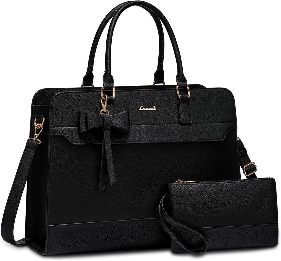LOVEVOOK Laptop Tote Bag for Women,Leather Work Bag, Waterproof Business Teacher Bag,Large Computer Handbag Purse Briefcase,Office Gifts for Women