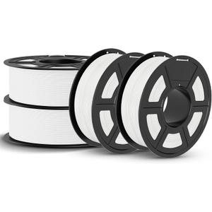 JAYO PLA 3D Printer Filament Bundle 4.4KG, PLA Filament 1.75mm Bulk, Dimensional Accuracy +/- 0.02mm, 4 Pack 1.1kg Spool White