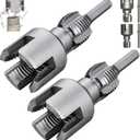 2PCS Integrated Internal & External Pipe Threading Tool with 1/2'' & 3/4'' Dies, Electric Drill Compatible 2 in 1 Pvc Pipe Threader Kit, Dual-Function Pipe Thread Cutting Tool