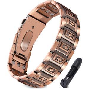 Jecanori Pure Copper Bracelet for Men Pain Relief, 3X Strength Magnetic Bracelets with 3800 Gauss Healing Magnets, Adjustable Mens Copper Jewelry with Premium Fold-Over Clasp