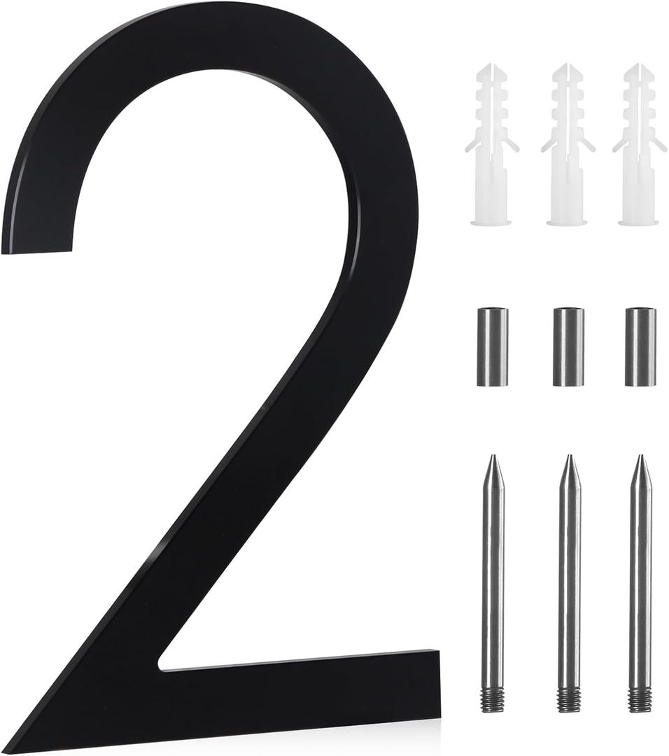 10 Inch Large house Numbers for Outside Modern,Metal House Numbers Black Address Numbers For House Matte Black Floating Mount And Flush Mount Aluminum Home Address Numbers 2
